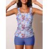 imageSummer Mae Womens Tankini Swimsuits Ruched Tummy Control Bathing Suits Two Piece Swimwear with Sporty Shorts 2025Blue With Pink Floral
