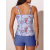 imageSummer Mae Womens Tankini Swimsuits Ruched Tummy Control Bathing Suits Two Piece Swimwear with Sporty Shorts 2025Blue With Pink Floral