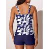 imageSummer Mae Womens Tankini Swimsuits Ruched Tummy Control Bathing Suits Two Piece Swimwear with Sporty Shorts 2025Blue and White Floral