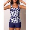 imageSummer Mae Womens Tankini Swimsuits Ruched Tummy Control Bathing Suits Two Piece Swimwear with Sporty Shorts 2025Blue and White Floral