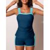 imageSummer Mae Womens Tankini Swimsuits Ruched Tummy Control Bathing Suits Two Piece Swimwear with Sporty Shorts 2025Forest