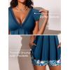 imageSummer Mae Womens VNeck Tankini Swimsuits 2025 with Ruffle Sleeves Tummy Control Boyshorts Bathing Suits with PocketsBeige Teal Foliage