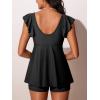 imageSummer Mae Womens VNeck Tankini Swimsuits 2025 with Ruffle Sleeves Tummy Control Boyshorts Bathing Suits with PocketsBlack