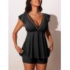 imageSummer Mae Womens VNeck Tankini Swimsuits 2025 with Ruffle Sleeves Tummy Control Boyshorts Bathing Suits with PocketsBlack