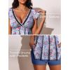 imageSummer Mae Womens VNeck Tankini Swimsuits 2025 with Ruffle Sleeves Tummy Control Boyshorts Bathing Suits with PocketsBlue With Pink Floral