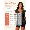 imageSummer Mae Womens VNeck Tankini Swimsuits 2025 with Ruffle Sleeves Tummy Control Boyshorts Bathing Suits with PocketsVerdant Sprite