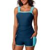 imageSummer Mae Womens Tankini Swimsuits Ruched Tummy Control Bathing Suits Two Piece Swimwear with Sporty Shorts 2025Forest