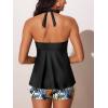 imageSummer Mae Halter Tankini Swimsuits for Women 2025 Tummy Control 2 Piece Bathing Suit High Waisted Swimwear with ShortsBlack Coconut Shadow