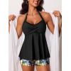 imageSummer Mae Halter Tankini Swimsuits for Women 2025 Tummy Control 2 Piece Bathing Suit High Waisted Swimwear with ShortsBlack Coconut Shadow