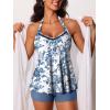 imageSummer Mae Halter Tankini Swimsuits for Women 2025 Tummy Control 2 Piece Bathing Suit High Waisted Swimwear with ShortsBlue Flower