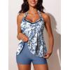 imageSummer Mae Halter Tankini Swimsuits for Women 2025 Tummy Control 2 Piece Bathing Suit High Waisted Swimwear with ShortsBlue Flower