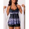 imageSummer Mae Halter Tankini Swimsuits for Women 2025 Tummy Control 2 Piece Bathing Suit High Waisted Swimwear with ShortsGradient Purple Leopard