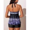 imageSummer Mae Halter Tankini Swimsuits for Women 2025 Tummy Control 2 Piece Bathing Suit High Waisted Swimwear with ShortsGradient Purple Leopard