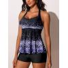 imageSummer Mae Halter Tankini Swimsuits for Women 2025 Tummy Control 2 Piece Bathing Suit High Waisted Swimwear with ShortsGradient Purple Leopard
