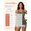 imageSummer Mae Halter Tankini Swimsuits for Women 2025 Tummy Control 2 Piece Bathing Suit High Waisted Swimwear with ShortsGreen Coconut Trees