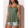 imageSummer Mae Halter Tankini Swimsuits for Women 2025 Tummy Control 2 Piece Bathing Suit High Waisted Swimwear with ShortsGreen Coconut Trees