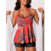 imageSummer Mae Halter Tankini Swimsuits for Women 2025 Tummy Control 2 Piece Bathing Suit High Waisted Swimwear with ShortsOrange Drawn Berries