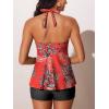 imageSummer Mae Halter Tankini Swimsuits for Women 2025 Tummy Control 2 Piece Bathing Suit High Waisted Swimwear with ShortsOrange Drawn Berries