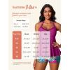 imageSummer Mae Halter Tankini Swimsuits for Women 2025 Tummy Control 2 Piece Bathing Suit High Waisted Swimwear with ShortsPink Green Leaves