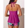 imageSummer Mae Halter Tankini Swimsuits for Women 2025 Tummy Control 2 Piece Bathing Suit High Waisted Swimwear with ShortsPink Green Leaves