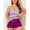 imageSummer Mae Women Plus Size Two Piece Tankini Swimsuits Flowy Bathing Suits Tummy Control Swimwear with ShortsSummer Romantic Camellia
