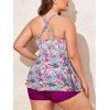 imageSummer Mae Women Plus Size Two Piece Tankini Swimsuits Flowy Bathing Suits Tummy Control Swimwear with ShortsSummer Romantic Camellia
