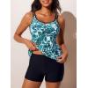 imageSummer Mae Womens Tankini Swimsuits 2025 Two Piece Bathing Suits Tummy Control Ruched Swim Suits with ShortsAbstract Art Leopard Print Combination