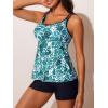 imageSummer Mae Womens Tankini Swimsuits 2025 Two Piece Bathing Suits Tummy Control Ruched Swim Suits with ShortsAbstract Art Leopard Print Combination