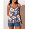imageSummer Mae Womens Tankini Swimsuits 2025 Two Piece Bathing Suits Tummy Control Ruched Swim Suits with ShortsMisty White Blossoms