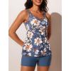 imageSummer Mae Womens Tankini Swimsuits 2025 Two Piece Bathing Suits Tummy Control Ruched Swim Suits with ShortsMisty White Blossoms