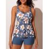imageSummer Mae Womens Tankini Swimsuits 2025 Two Piece Bathing Suits Tummy Control Ruched Swim Suits with ShortsMisty White Blossoms