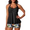 imageSummer Mae Halter Tankini Swimsuits for Women 2025 Tummy Control 2 Piece Bathing Suit High Waisted Swimwear with ShortsBlack Coconut Shadow