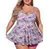 imageSummer Mae Women Plus Size Two Piece Tankini Swimsuits Flowy Bathing Suits Tummy Control Swimwear with ShortsSummer Romantic Camellia