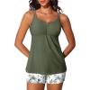 imageSummer Mae Womens Tankini Swimsuits 2025 Two Piece Bathing Suits Tummy Control Ruched Swim Suits with ShortsSandy Shore Palms