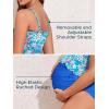 imageSummer Mae Maternity High Waist Swimsuit Ruffle Hem Bikini Bathing Suit Shirred Bandeau Two Piece Pregnancy SwimwearBlue Flowers