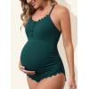 imageSummer Mae Maternity Swimsuit One Piece Bathing Suit Button Neck Cross BackScalloped Sacramento