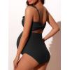 imageSummer Mae Ribbed Ruffle Maternity Swimsuit One Piece Cutout Pregnancy Bathing Suit Twist Back SwimwearBlack