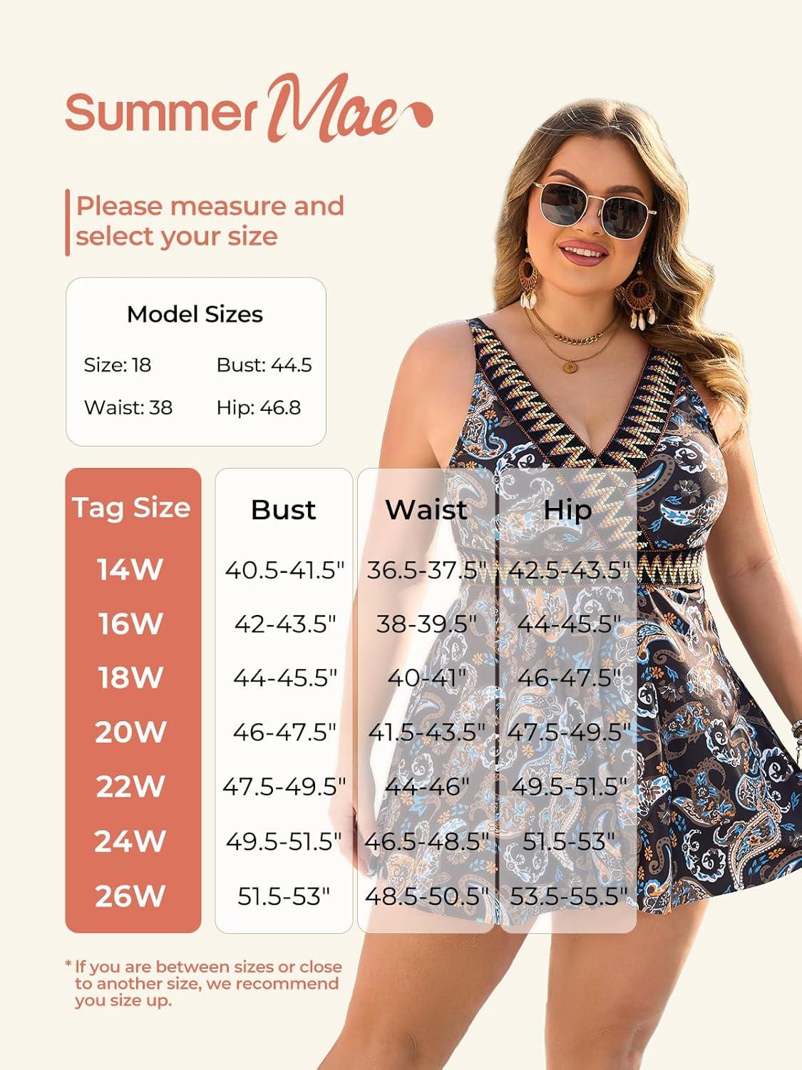 imageSummer Mae Plus Size Swimsuits for Women Two Piece Bathing Suit with Shorts Flowy Swim Dress Colorblock Tankini SwimwearPaisley
