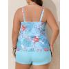 imageSummer Mae Plus Size Swimsuit Tankini for Women Two Piece Flowy Bathing Suit Ruffle Tummy Control Swimwear with ShortMarine Biology Print