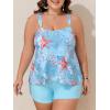 imageSummer Mae Plus Size Swimsuit Tankini for Women Two Piece Flowy Bathing Suit Ruffle Tummy Control Swimwear with ShortMarine Biology Print