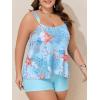 imageSummer Mae Plus Size Swimsuit Tankini for Women Two Piece Flowy Bathing Suit Ruffle Tummy Control Swimwear with ShortMarine Biology Print