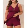 imageSummer Mae Ribbed Plus Size Swimsuit for Women Two Piece Swimdress Tummy Control Bathing Suit Flowy Skirt Modest Tankini Sky Wine Red 22 Plus
