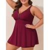 imageSummer Mae Ribbed Plus Size Swimsuit for Women Two Piece Swimdress Tummy Control Bathing Suit Flowy Skirt Modest Tankini Sky Wine Red 22 Plus