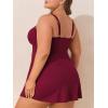 imageSummer Mae Ribbed Plus Size Swimsuit for Women Two Piece Swimdress Tummy Control Bathing Suit Flowy Skirt Modest Tankini Sky Wine Red 22 Plus