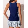 imageSummer Mae Blouson Tankini Swimsuits for Women Modest Tummy Coverage Bathing Suits with Skirt and Builtin ShortsBlue Willow Trails