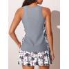 imageSummer Mae Blouson Tankini Swimsuits for Women Modest Tummy Coverage Bathing Suits with Skirt and Builtin ShortsLilac Leopard Palm