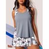 imageSummer Mae Blouson Tankini Swimsuits for Women Modest Tummy Coverage Bathing Suits with Skirt and Builtin ShortsLilac Leopard Palm