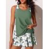 imageSummer Mae Blouson Tankini Swimsuits for Women Modest Tummy Coverage Bathing Suits with Skirt and Builtin ShortsSandy Shore Palms
