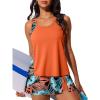 imageSummer Mae Blouson Tankini Swimsuits for Women Modest Tummy Coverage Bathing Suits with Skirt and Builtin ShortsTropical Green Foliage