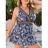 imageSummer Mae Plus Size Swimsuits for Women Two Piece Bathing Suit with Shorts Flowy Swim Dress Colorblock Tankini Swimwear Blue Marine Organism 22 Plus